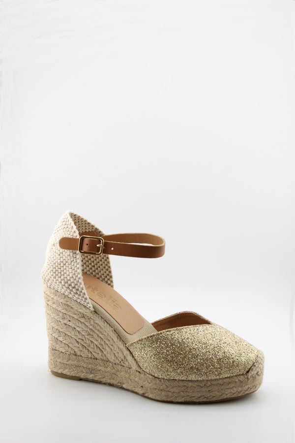 Jutelia Glitter Espadrille Wedge Ankle Strap